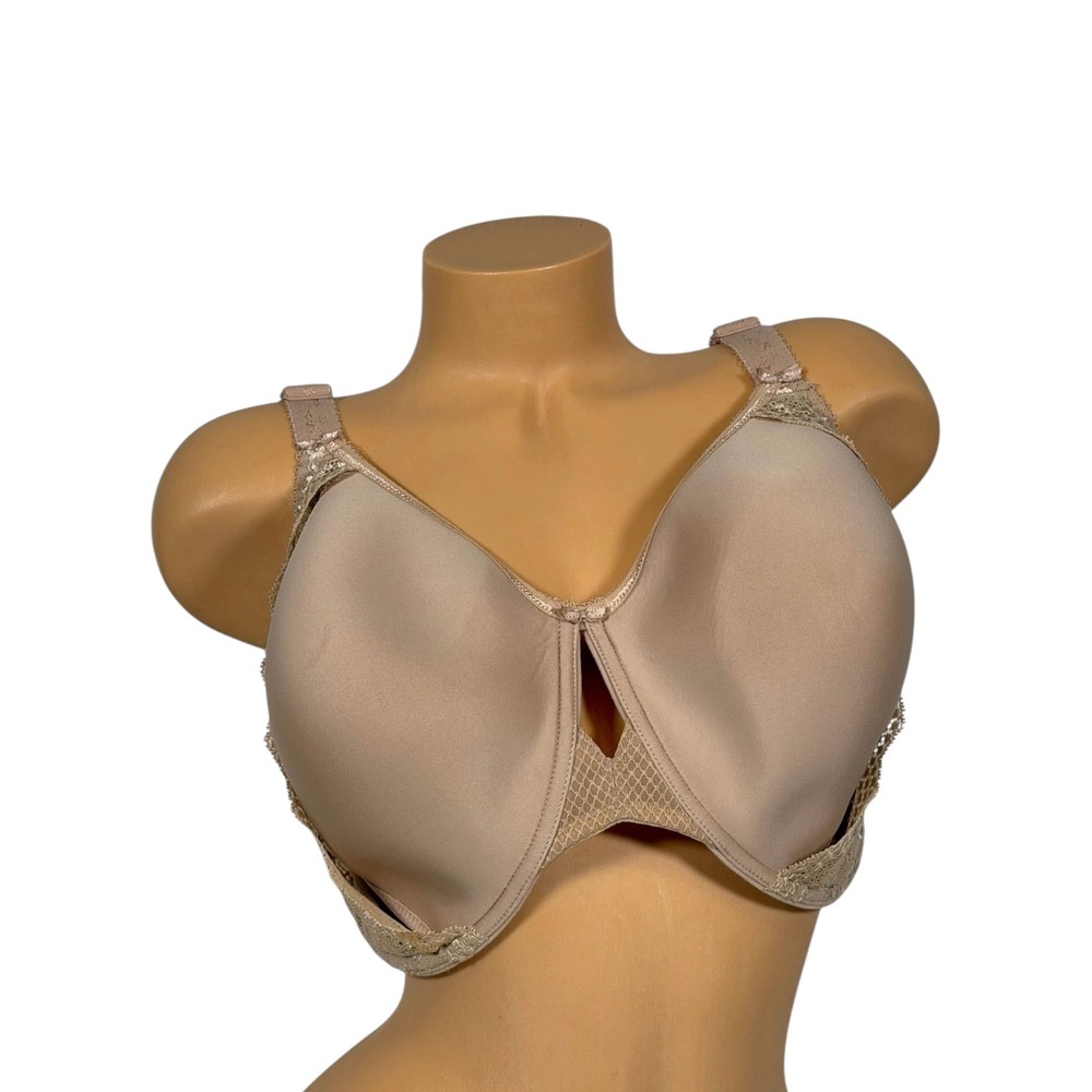 Elomi Fawn Beige Lace Trim Molded Underwire Bra Women's Size 44I US 44G UK